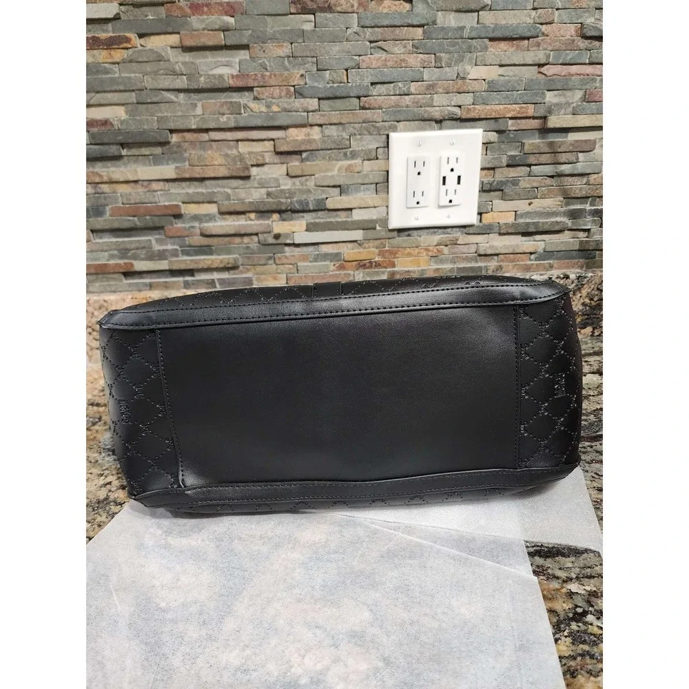 Cavalli Class Tote Bag Black Quilted Logo Satchel Purse Top Handle New